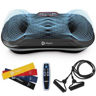 Imagem de Máquina de exercício com placa vibratória LifePro – Plataforma fitness vibratória para treino de corpo inteiro com faixas de laço – Equipamento de treinamento doméstico para perda de peso e