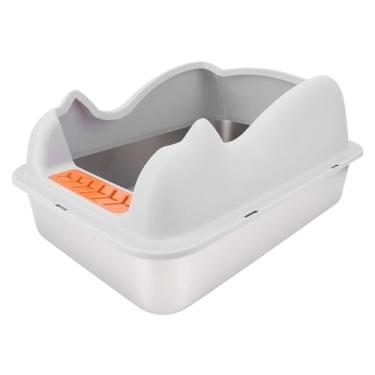 Imagem de Caixa de Areia de Aço Inoxidável Fechada, Bandeja de Ninhada de Metal de Alta Lados Com Colher de Lixo, Não Pegajosa, Anti-pulso, Fácil de Limpeza, Caixa de Areia de Metal Grande