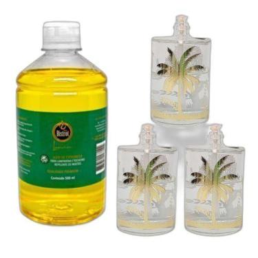 Imagem de Kit 3 Lamparinas Decorativas Florestal + 500Ml De Citronela - Velas bi