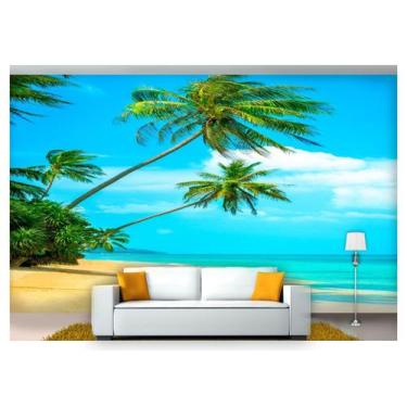 Imagem de Papel De Parede Praia Mar Coqueiros Céu 3D Npr207 - Você Decora