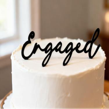 Imagem de Engagement Wedding Cake Topper,We Are Engaged Cake Decorative,Black Acrylic Script for Wedding Reception- for Bride & Groom/Bachelorette/Bridal Shower/Anniversary Celebration Party Decoration Supplies