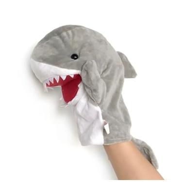 Imagem de Fantoche de Mão Pelúcia Animal Tubarão, Ideal para Entretenimento e Criatividade 25cm