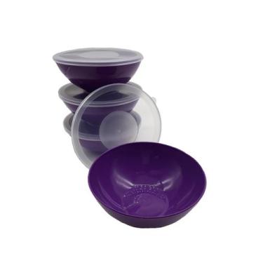 Imagem de Pote Redondo Com Tampa Marmita Sobremesa 600 Ml Roxo - Dehaus