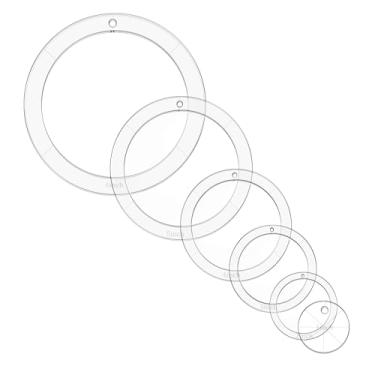 Imagem de CXMTECH 6 peças de 1/2/3/4/5/15.2 cm Circular Quilting Acrílico Modelos Transparentes com Anel de Dobradiça para Patchwork DIY Artesanato e Scrapbooks Decorativos