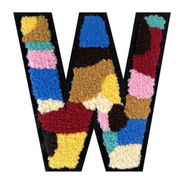 Imagem de 1 peça de patch de letra de chenille de ferro de camuflagem de 15 cm – adesivos do alfabeto para roupas, jaquetas, mochilas, chapéus para decoração personalizada, nome personalizado e artesanato. (W)