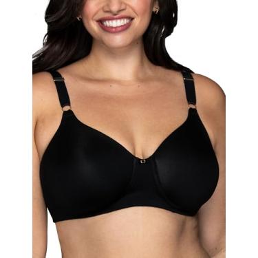 Imagem de Vanity Fair Sutiã feminino com cobertura total e suave nas costas, tecido elástico em 4 direções, bojos levemente forrados até DD, Sem fio - Preto, 36D