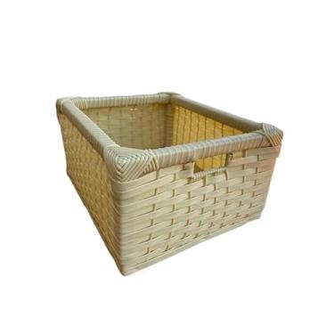 Imagem de Cesto Organizador, Cesta Caixa Organizadora Multiuso Fibra SintéTica 30x25x15,5 (Modelo Gaveta)(Palha)