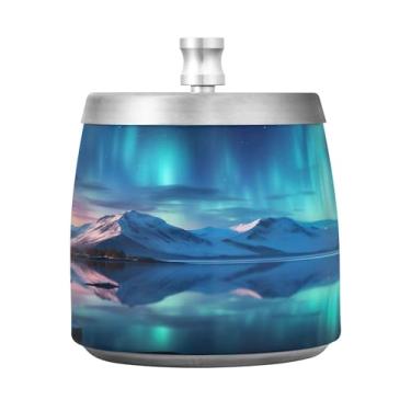 Imagem de SEHANY Cinzeiro Majestic Mountain Peak com tampa para cigarros, à prova de vento, sem fumaça, aço inoxidável, cinzeiros para uso interno e externo, grande, inodoro, para fumantes, decoração de