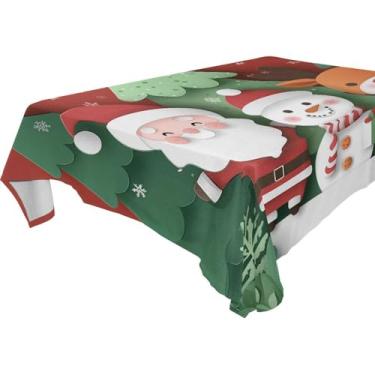 Imagem de Blueangle Toalha de mesa de boneco de neve de rena do Papai Noel – Toalha de mesa quadrada de poliéster impermeável e resistente a manchas para ambientes internos e externos, 137 x 137 cm (373)