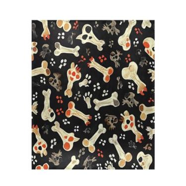 Imagem de ATTX Cobertor de microfibra de veludo com estampa de ossos de cachorro - Cobertor de cama leve ultra macio para sofá, cama, 127 x 152 cm #145