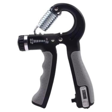 Imagem de Hand Grip Exercitador de Mãos Ajustável 5–60kg – Com Contador, Portátil, Ergonômico e Ideal para Força e Reabilitação (PRETO/CINZA)
