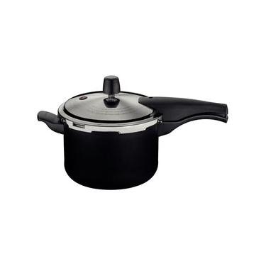 Imagem de Panela de Pressão Tramontina Vancouver Effect em Alumínio Antiaderente Starflon Max Preto 20 cm 4,5 L