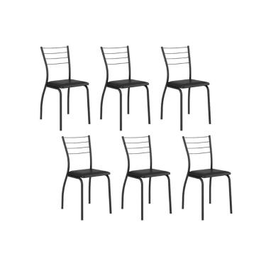 Imagem de Kit 6 Cadeiras Sala Jantar 1700 6 Un Preto- Courano Preto - Carraro