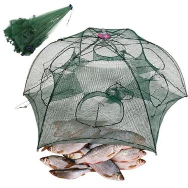 Imagem de Armadilha Peixe Covo 6 Furos Rede Pesca Isca Camarao Corvina Lagosta R