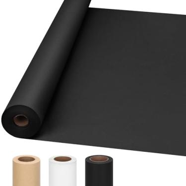 Imagem de Moretoes 91,4 cm x 6 cm (100') Rolo de papel de embrulho preto, rolo de papel de embalagem Kraft para embrulho de presente, quadro de avisos, banner de arte, buquê de flores, embalagem em movimento