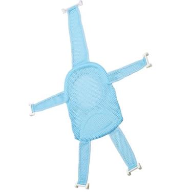 Imagem de CHICIRIS Almofada de Banho para Bebês Almofada Macia Comprimento Ajustável Suporte para Banheira Tapete de Malha Antiderrapante Textura Azul