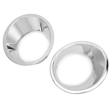 Imagem de aqxreight 2 Peças de Tampa da Lâmpada do Farol de Neblina Dianteiro do Carro Anel de Acabamento ABS Sliver Substituição para X5 2000-2003 Capa de Neblina O Carro de Proteção para O Anel de