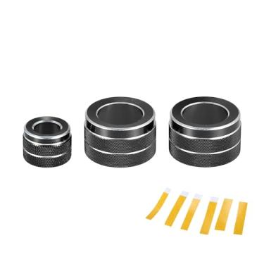 Imagem de Hihaha Anel de cobertura do botão do interruptor de controle de volume do rádio ar condicionado AC para BMW F10 11-16 / Acabamento interior do decalque/liga de alumínio elegante/3 peças preto