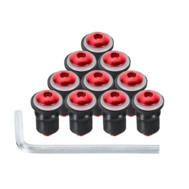 Imagem de PATIKIL Parafusos de para-brisa de motocicleta M5, 10 peças de parafuso de liga de alumínio com chave inglesa, parafusos de carenagem de para-brisas, parafusos porcas para carenagem de motocicleta