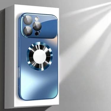 Imagem de Capa fosca de luxo em titânio metálico para iPhone 17, 16, 15, 14, 13, 12, 11 Pro Max Plus com proteção de lente de vidro para a câmera, azul, para iPhone 17 Air