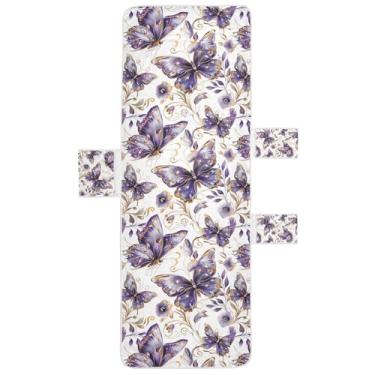 Imagem de STAYTOP Linda capa de toalha para espreguiçadeira de borboleta, capa macia para espreguiçadeira, capas de cadeira de praia com bolsos para jardim, pátio, pátio, banhos de sol, gramado, 215 x 76 cm