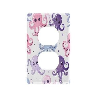 Imagem de Wassud Polvo interruptor de luz placa decorativa para tomada placa de parede para tomadas elétricas duplex 4,53 x 2,76 polegadas