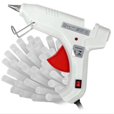 Imagem de Pistola Cola Quente Prof. Grande 100w Bivolt Premium C/Botão Liga E Desliga Branca para artesanato
