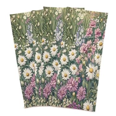 Imagem de xigua Conjunto de 4 panos de prato vintage de flores silvestres de jardim, toalhas de cozinha de secagem rápida altamente absorventes para limpeza de pratos e limpeza manual, 71 x 45 cm