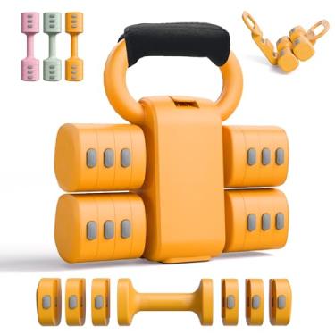 Imagem de Conjunto de halteres e kettlebell ajustáveis 2 em 1, troca rápida de 4 níveis de peso (2,2 3,3 4 4,4 2,5 kg), para exercícios de ginástica em casa para mulheres, com fecho de toque antiderrapante de
