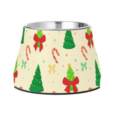 Imagem de Burbuja Tigela de árvore de Natal para cães de aço inoxidável para comida e água, antiderrapante para cães médios e gatos, 590 ml