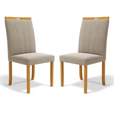 Imagem de Kit Com 2 Cadeiras Aurora Madeira Maciça Estofadas Para Mesa De Jantar