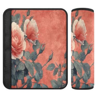 Imagem de Burbuja Capa para cinto de segurança de carro Valentine Roses Protetor de cinto de segurança de carro macio confortável para alça de ombro de assento de carro, 1 par pequeno