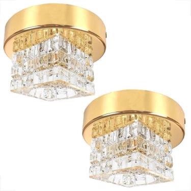 Imagem de Kit 2 Spot De Cristal Sobrepor Quadrado Polido Quarto Bet44