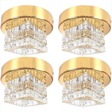 Imagem de Kit 4 Spot Cristal Sobrepor Plafon Dourado Brilhoso G9 Bet44