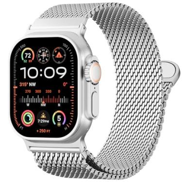 Imagem de TRA Pulseira milanesa compatível com Apple Watch séries 11, 10, 9, 8, 7, 6, 5, 4, 3, 2 e 1 de 49 mm, 46 mm, 45 mm, 44 mm e 42 mm, ultra SE