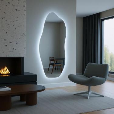 Imagem de Espelho Orgânico Flame 170x70 E06 com LED Branco Quente 220V 3000K  So
