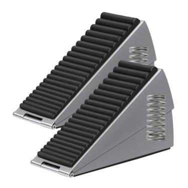 Imagem de DEPOTA Pacote com 2 batentes de cunha de porta, batentes de porta resistentes para a parte inferior das portas, batente de borracha grande de 7,6 cm de altura, batentes de porta antiderrapantes para