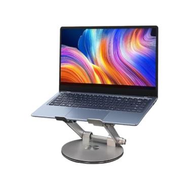 Imagem de lcocove Suporte de laptop para mesa, suporte ajustável para computador com base giratória de 360°, elevação ergonômica para trabalho colaborativo, suporte dobrável e portátil, adequado para todos os