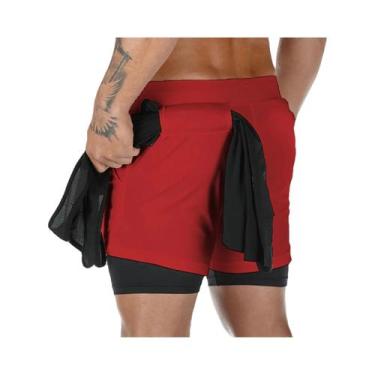 Imagem de Shorts de Corrida de Compressão 2 em 1 Masculino - Ideal para Academia