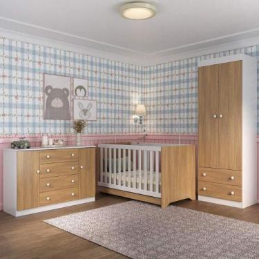 Imagem de Quarto de Bebê Completo com Berço Americano 3 em 1 para Colchão 130x70