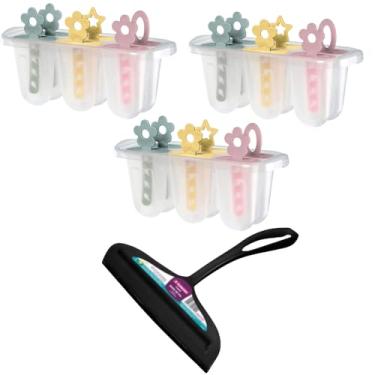 Imagem de Kit 2 Rodo de pia Preto e 3 Forma de Picolé Plástico