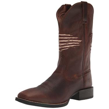 Imagem de Ariat Bota masculina esportiva All Country Patriotic bico quadrado cano médio da panturrilha - marrom, Marrom (Cliff Brown), 14 Big Kid