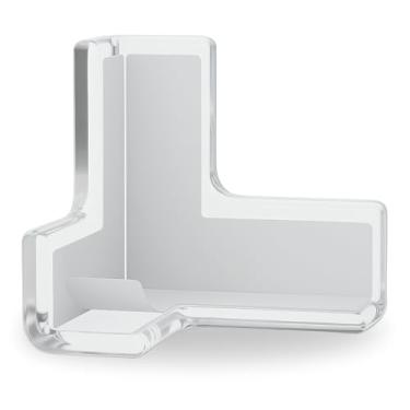 Imagem de Kit Protetor de Quina em Silicone Transparente, 10 Unidades, Formato T 3.2x3.2x1.2cm, com Fita Adesiva Dupla Face, para Móveis e Segurança Infantil