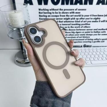 Imagem de Capa para iPhone 16 Pro, compatível com MagSafe, capa de proteção fosca de grau militar, capa protetora transparente à prova de choque magnética para iPhone 16 Pro 6,3 polegadas - ouro titânio deserto