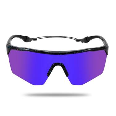 Imagem de Ofwin Óculos de sol esportivos infantis para meninos e meninas, polarizados, jovens, softball, beisebol, ciclismo, corrida, 5 a 15 anos, Armação preta/lente espelhada azul escuro, standard