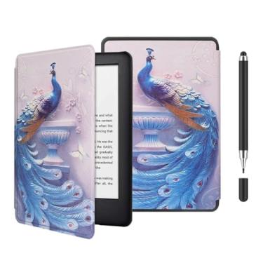 Imagem de Akacy Capa protetora de couro PU com padrão pintado para Kindle Paperwhite 7.0 (Geração 2024, números de modelo SA568B e SA569P), fina e leve, capa à prova d'água (24)
