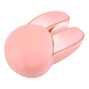 Imagem de Mouse Sem Fio Rosa Orelhas de Coelho 2.4GHz Ergonômico 1200 DPI
