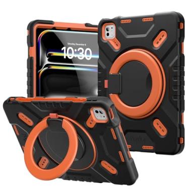 Imagem de Pepkoo Capa para iPad Pro de 11 polegadas para crianças, compatível apenas com chip M4 2024, capa leve e à prova de choque para iPad, com alça giratória de 360° e orifício respirável.