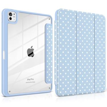 Imagem de Yebiseven Capa para iPad Pro de 11 polegadas (M5 2025 M4 2024) – [Suporte de lápis embutido], à prova de choque e elegante, parte traseira rígida transparente + borda de TPU macio, suporte magnético