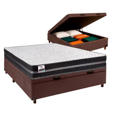 Imagem de Cama Box Bau + Colchão Casal Molas Ultralastic Bogota Inducol